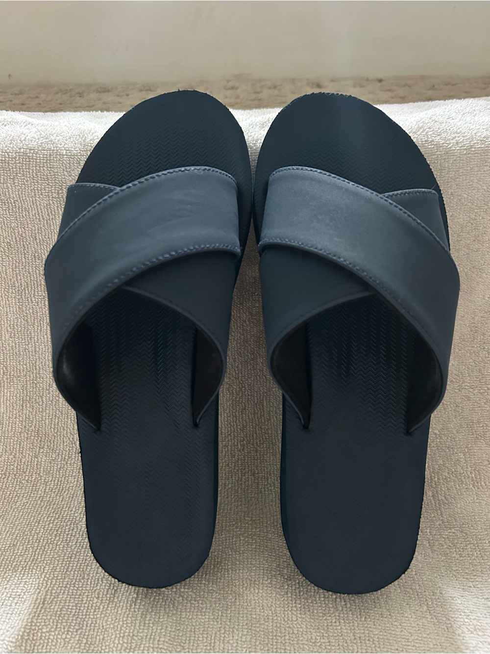 Women’s Navy Cross-Strap Slide Sandals